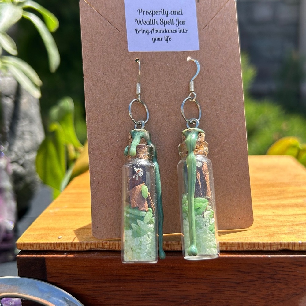 Prosperity Spell Jar Earrings
